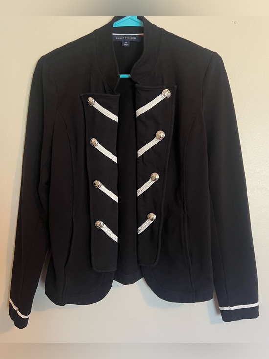 Tommy Hilfiger Jackets & Blazers - Tommy Hilfiger Black Military Style Blazer with White Trim and Silver Buttons